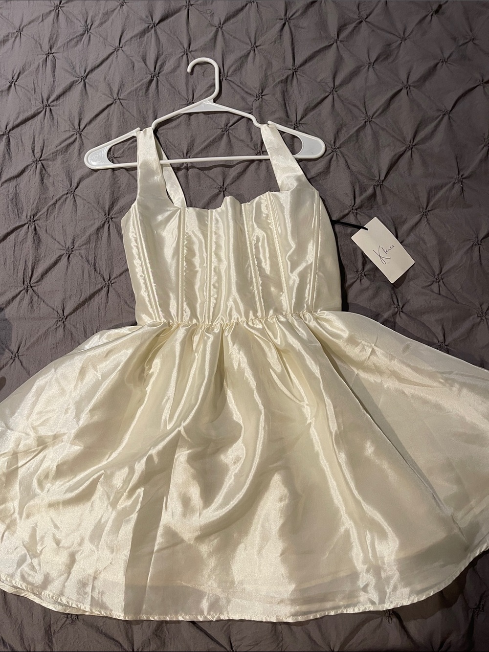 Kinx Ivory Satin Mini Dress